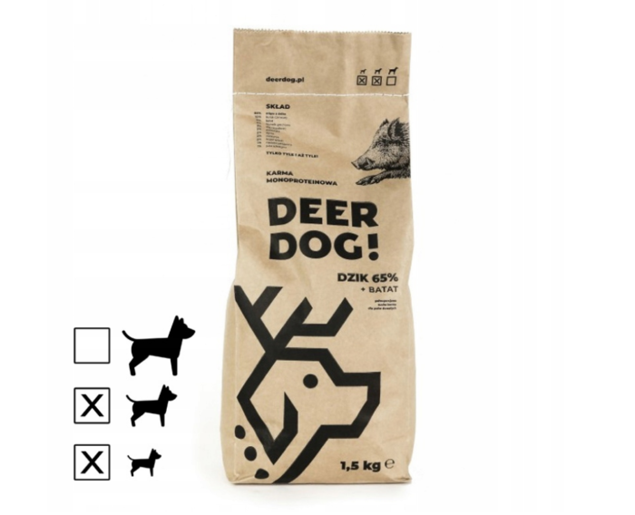 Deer Dog Dzik z batatami 1,5 kg małe rasy sucha karma przysmak dla psa DZICZYZNA