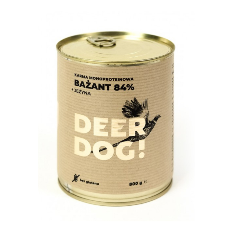 Deer Dog Bażant z jeżyną 800g puszka makra karma przysmak dla psa NATURA DZICZYZNA