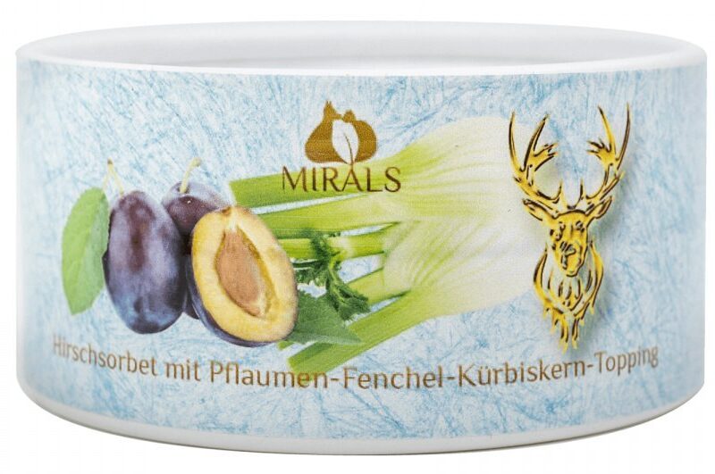 MIRALS Hirschsorbet - sorbet z jelenia ze śliwkami, koprem włoskim i nasionami dyni - lody dla psa (20g)