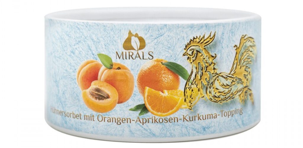 MIRALS Hühnersorbet - sorbet z kurczaka z pomarańczami, morelami i kurkumą - lody dla psa (20g)