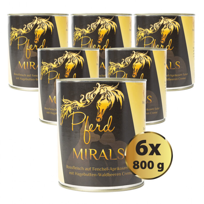 MIRALS Pferd - Konina na sałatce z kopru włoskiego i moreli oraz kremem z owoców dzikiej róży (6 szt. x 800g)