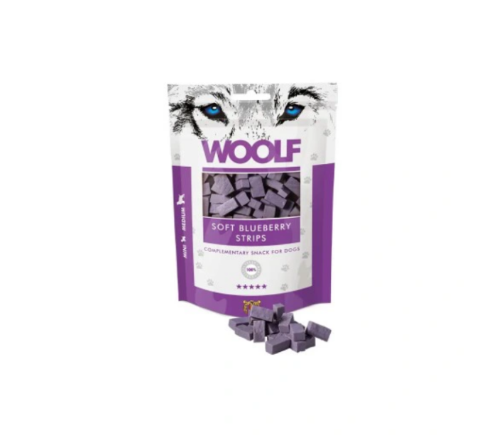 Woolf Paski jagodowe przysmaki smaczki psa 100 g