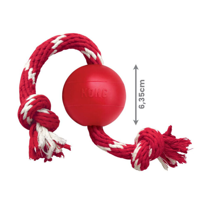 KONG Ball With Rope S 6cm - piłka na sznurku dla psa, czerwona, oryginalna