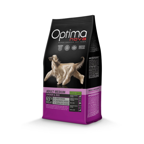 Optimanova Adult Medium Chicken & Rice – karma dla dorosłych psów średnich ras 12kg