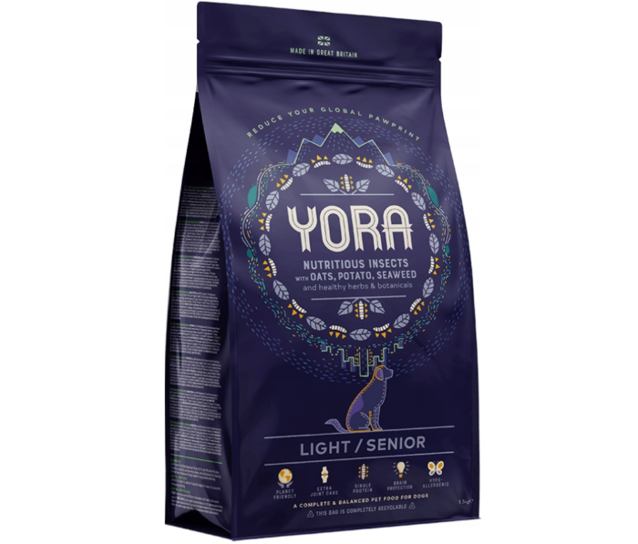 YORA Senior/Light Ekologiczna monobiałkowa karma dla psów starszych lub otyłych z insektów 36% owadów, 12 kg